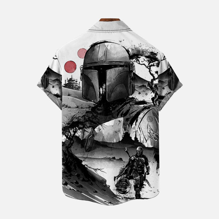 Ink Star Warrior Print Short Sleeve Shirt