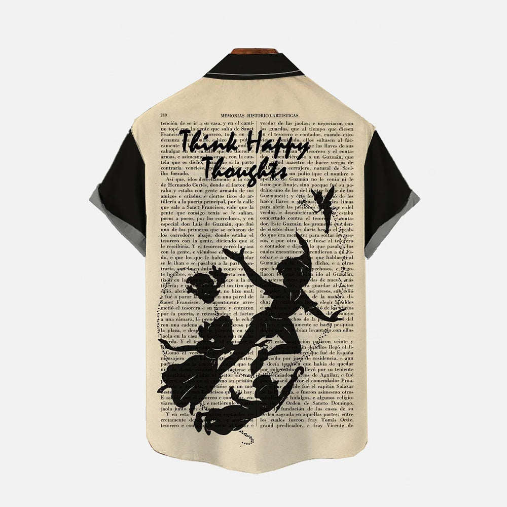 Vintage Fairy Tale Book Magic Silhouette Short Sleeve Shirt