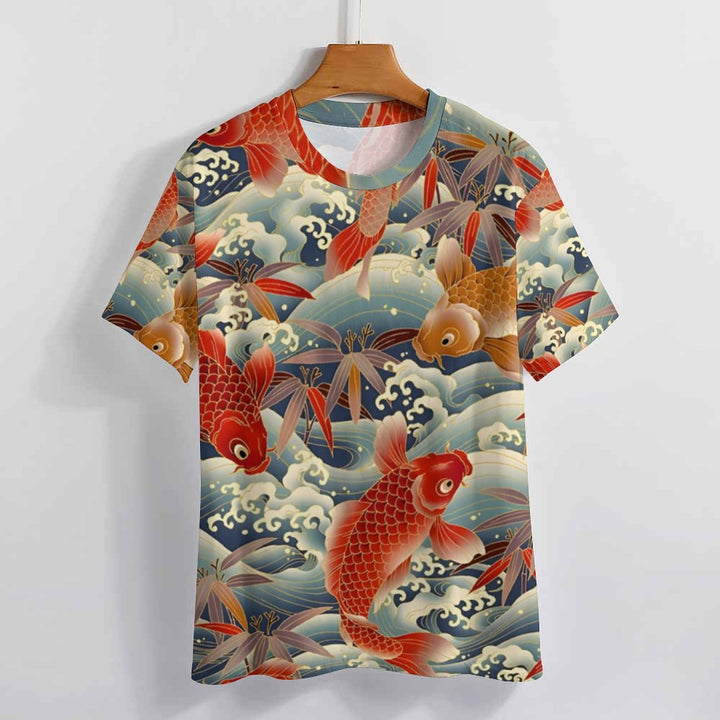 Men's Round Neck Koi Carp Casual T-Shirt 2312000391