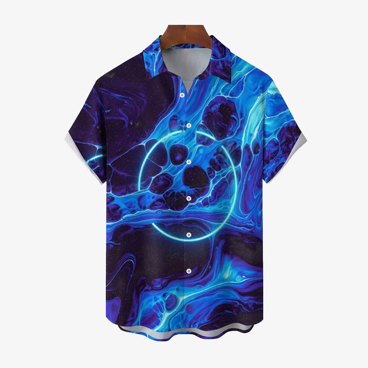 Men's Planet Art Casual Short Sleeve Shirt 2402000248