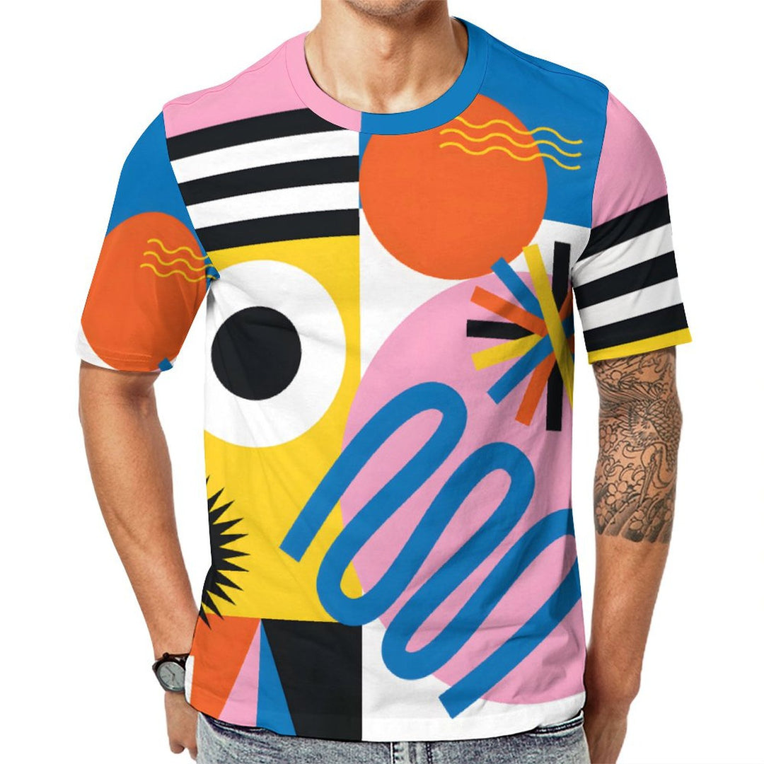 Men's Cartoon Geometric Round Neck Casual T-Shirt 2403000266