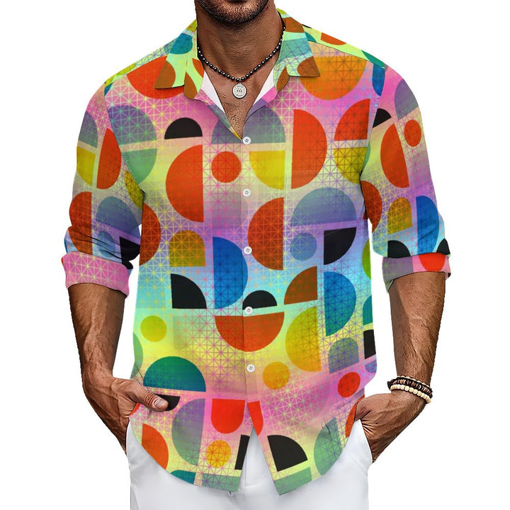 Geometric Color Art Casual Printed Long Sleeve Shirt 2402000108