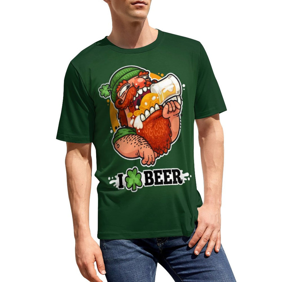 Men's Round Neck Cartoon Beer Casual T-Shirt 2312000405