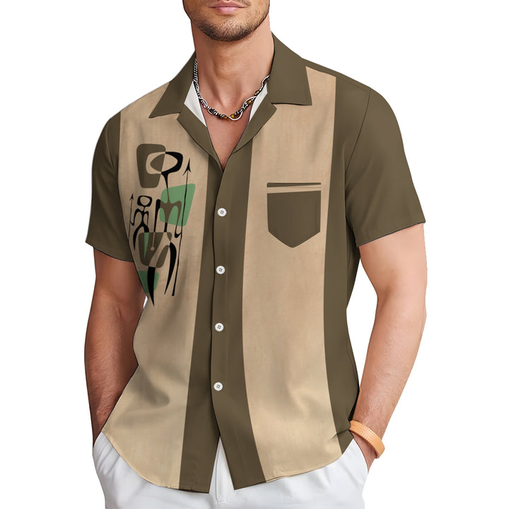 Warrior Art Print Casual Short Sleeve Shirt 2403000458