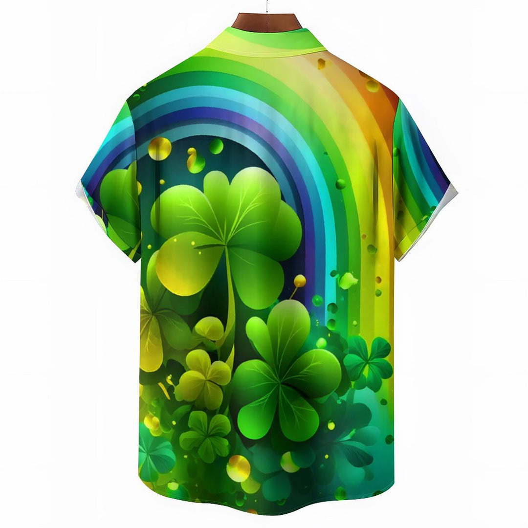 St. Patrick's Day Printed Men's Button-Pocket Shirt 2311000756