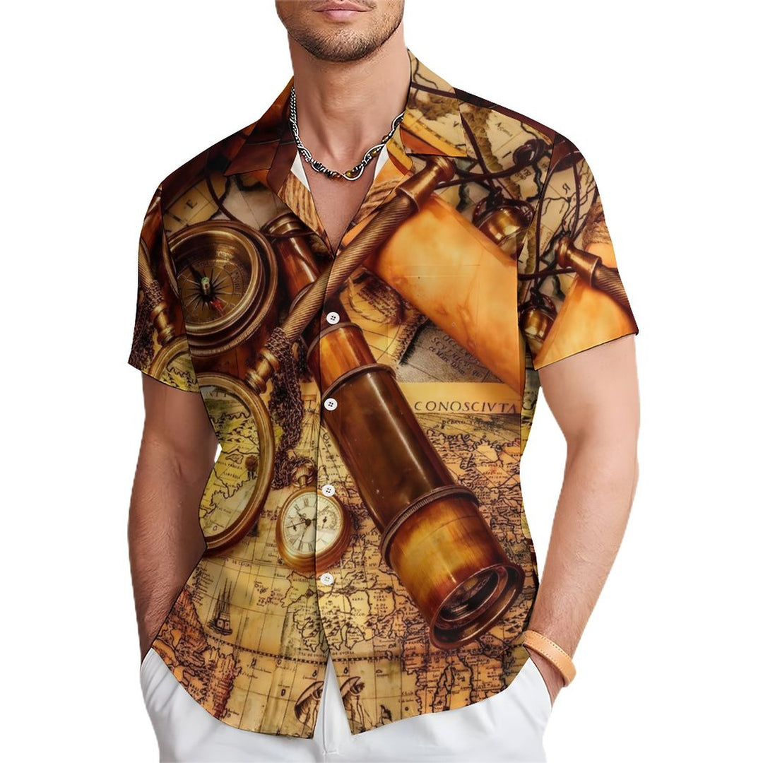 Men's Nautical Casual Short Sleeve Shirt 2312000520