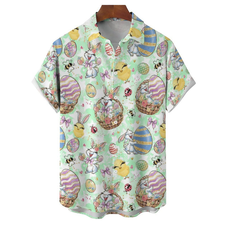 Easter Bunny Egg Chick Casual Short Sleeve Shirt 2312000344