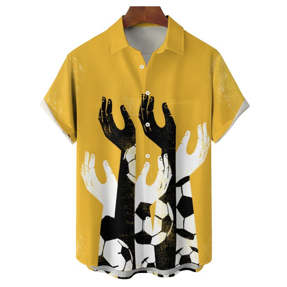 Football Themed Print Casual Short Sleeve Shirt 2402000200