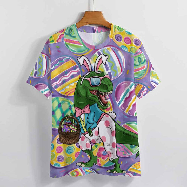 Men's Round Neck Easter Egg Dinosaur Casual T-Shirt 2312000394