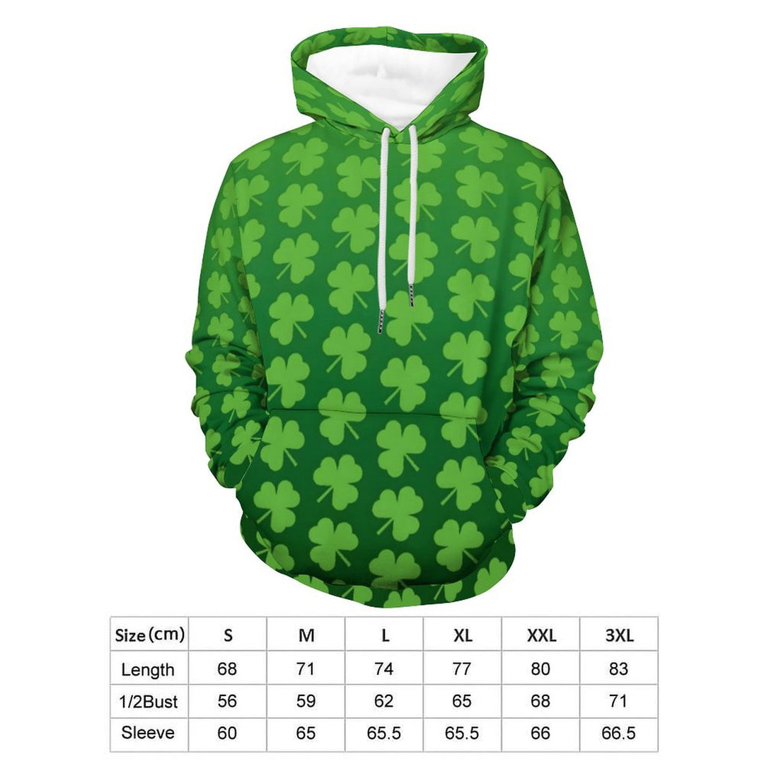 Unisex Hooded St. Patrick'S Day Shamrock Gradient Print Sweatshirt 2402000183