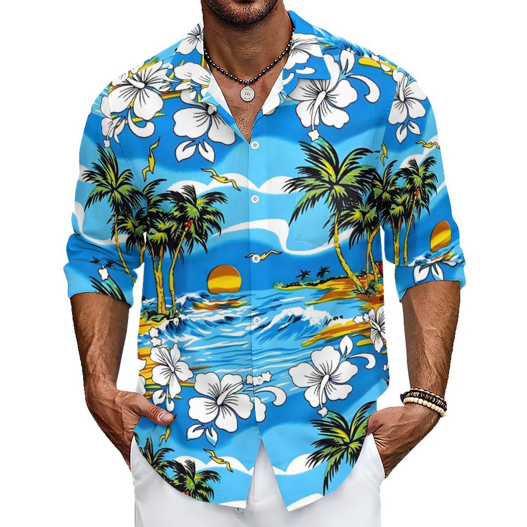 Men's Casual Hawaii Printed Long Sleeve Shirt 2311000706