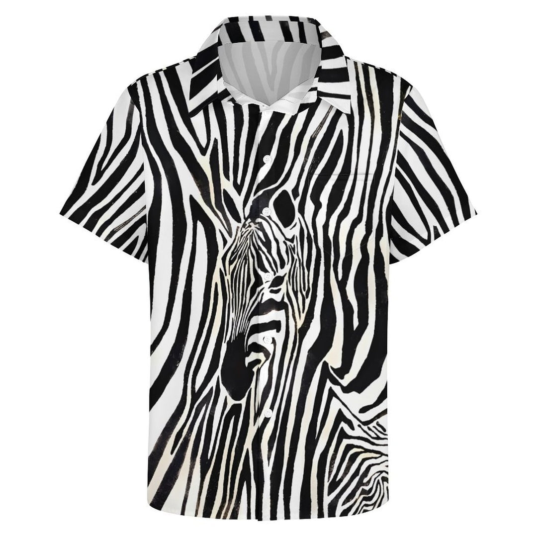 Men's Zebra Stripes Art Casual Short Sleeve Shirt 2402000077