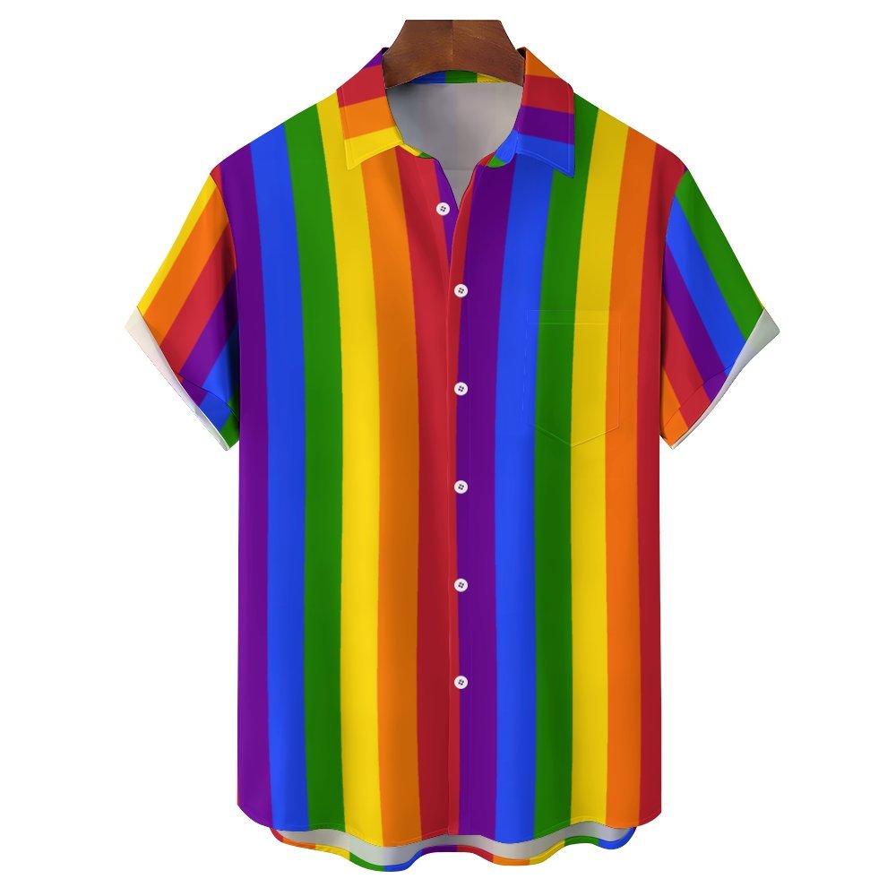 Men's Rainbow Casual Short Sleeve Shirt 2311000740