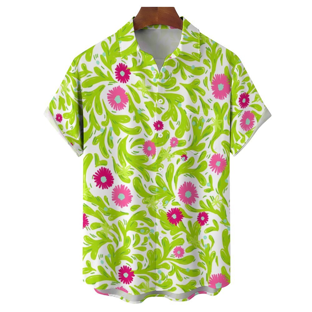 Men's Flower Vine Casual Short Sleeve Shirt 2402000344