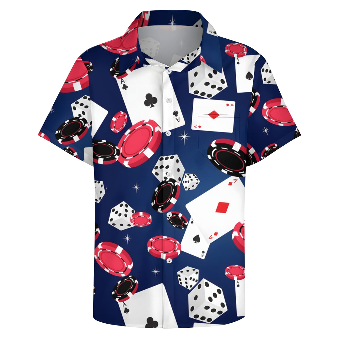 Men's Gambling Themed Prints Casual Short Sleeve Shirt 2403000333