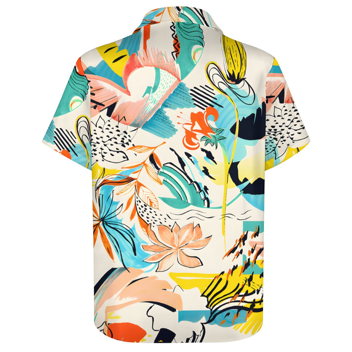 Men's Abstract Print Casual Short Sleeve Shirt 2403000181