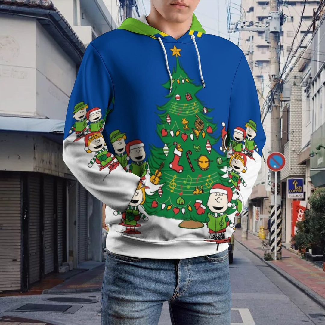 Universal cartoon Christmas tree hooded print sweatshirt for men and women 2311000312