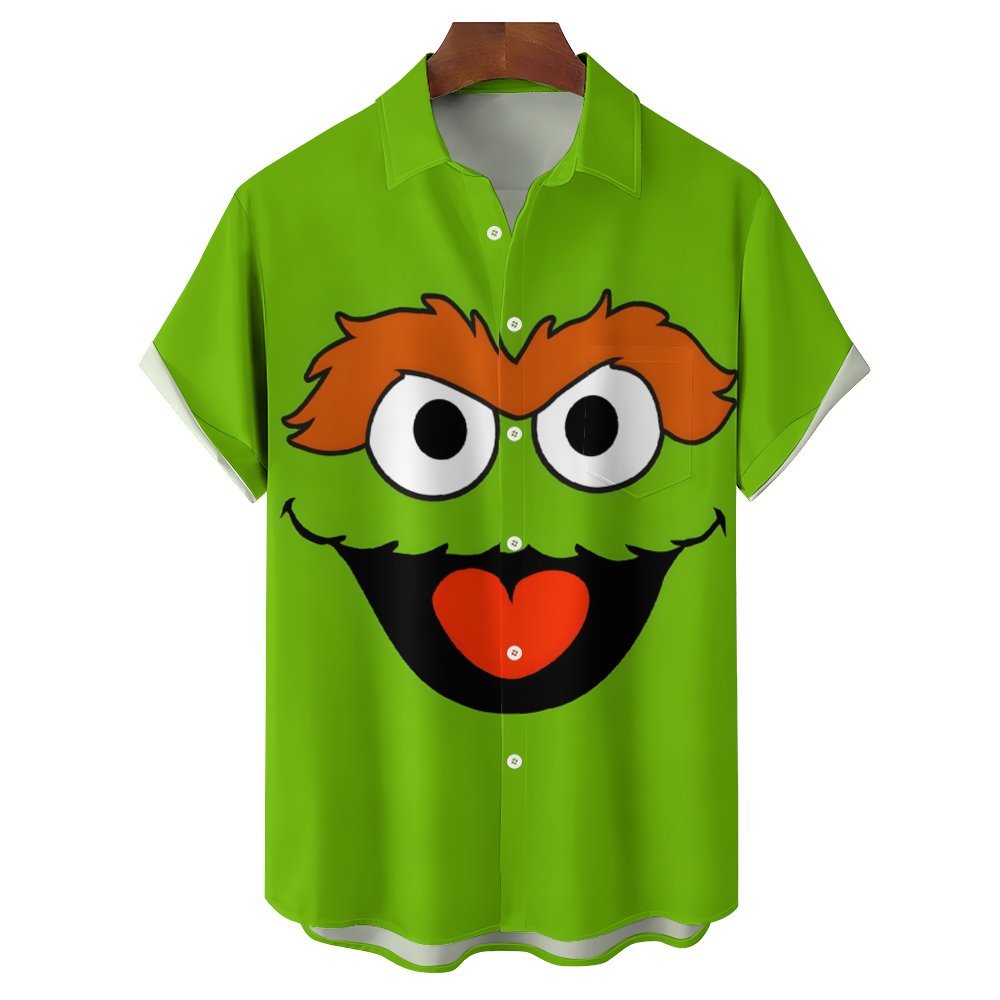 Casual Short-Sleeved Shirt Worn By Cartoon Characters With Friends 2401000301