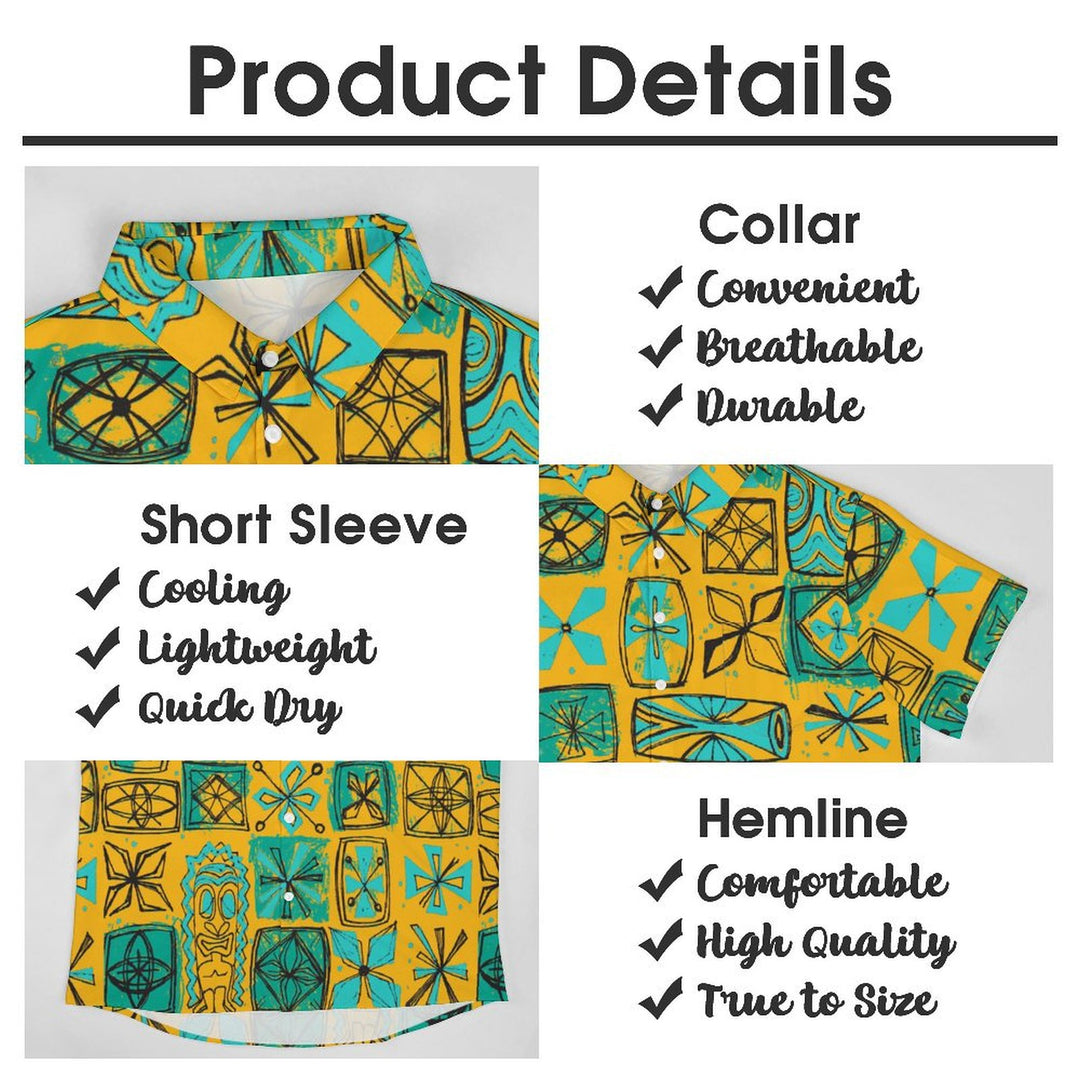 Men's Tiki Art Print Casual Short Sleeve Shirt 2402000205
