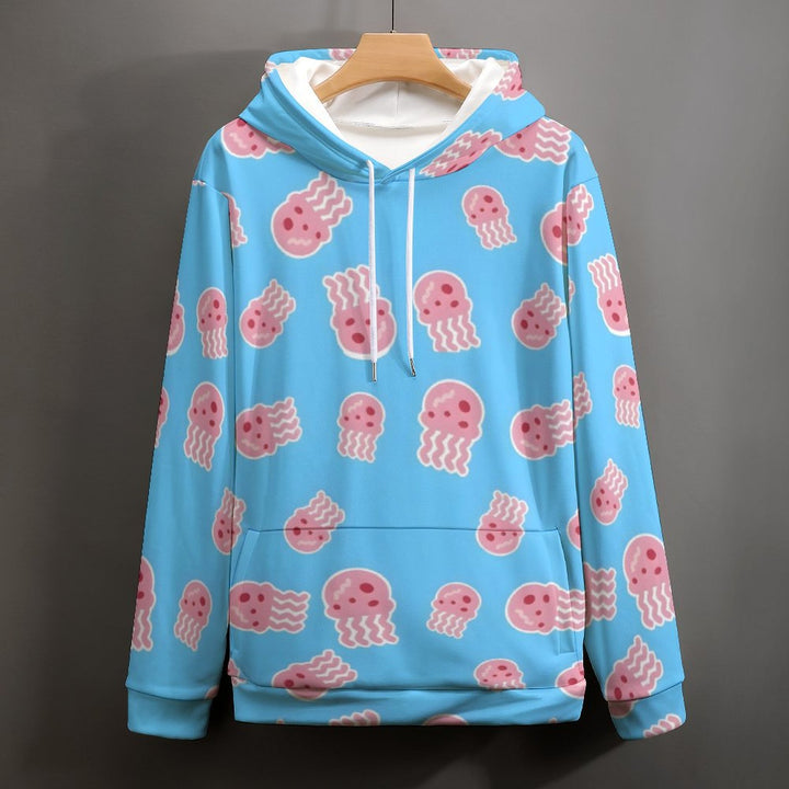 Unisex Hooded Cartoon Jellyfish Print Sweatshirt 2402000184