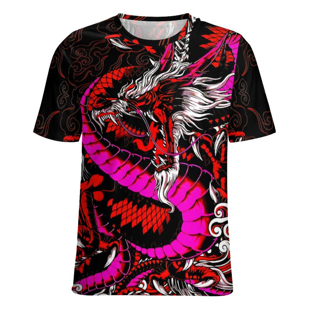 Men's Dragon Crew Neck Casual T-Shirt 2402000103