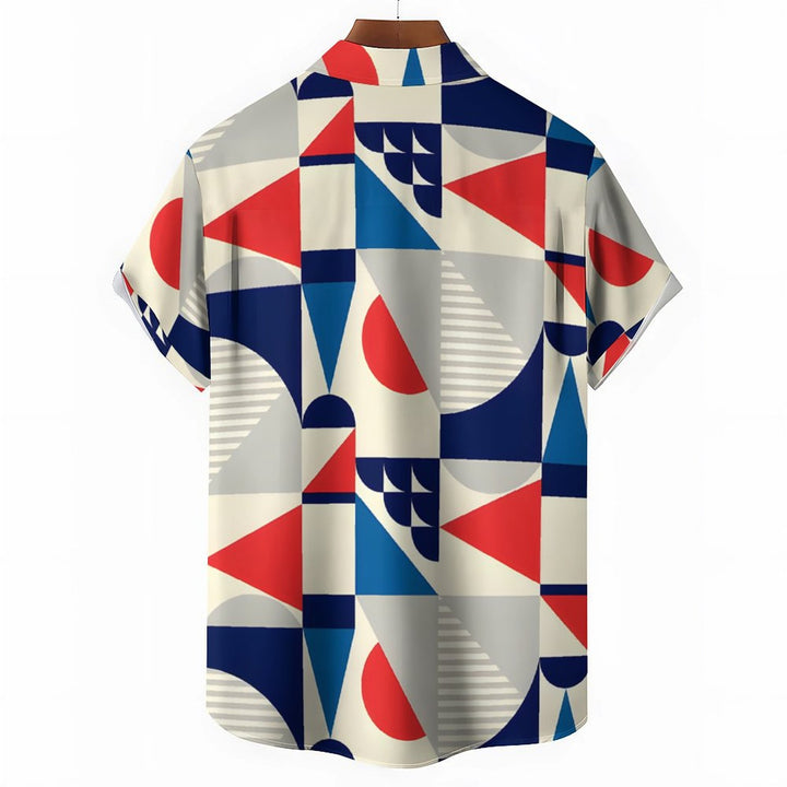 Geometric Print Casual Short Sleeve Shirt 2402000173