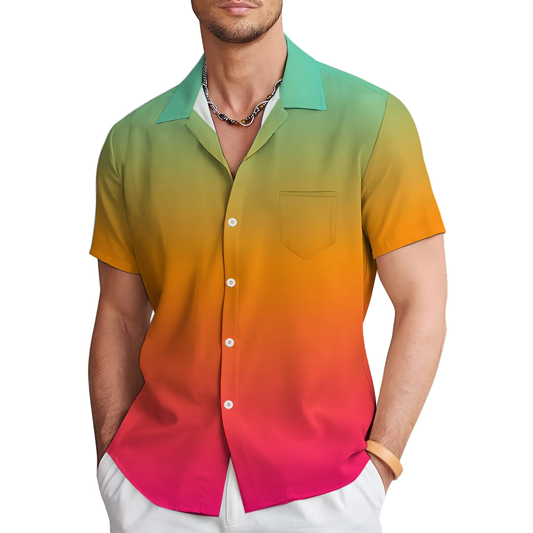 Men's Gradient Casual Short Sleeve Shirt 2403000193