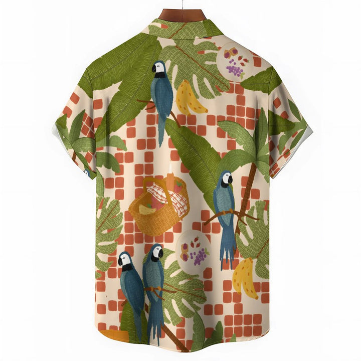 Men's Hawaiian Parrot Print Casual Short Sleeve Shirt 2402000287