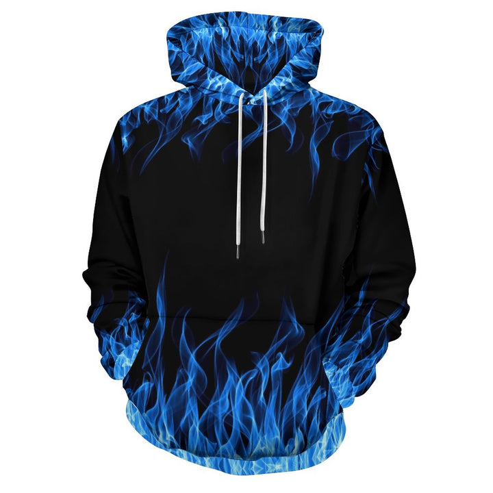 Unisex Casual Flame Print Pocket Hoodie 2307101740