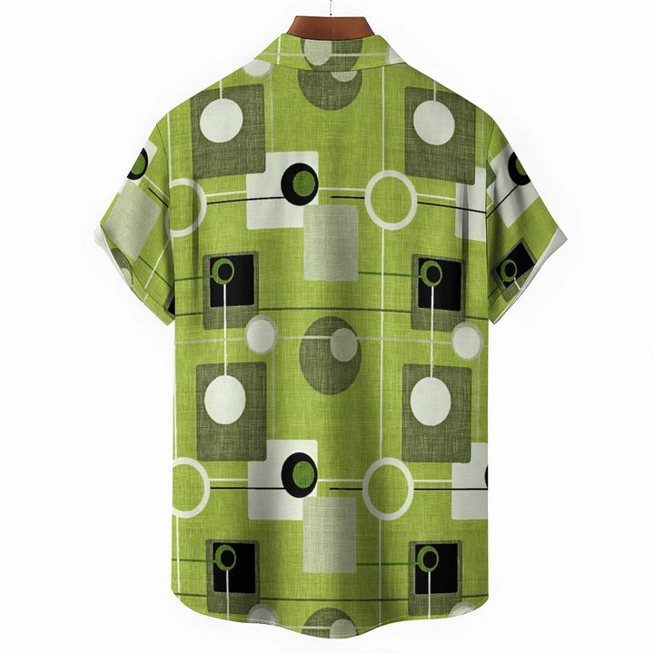 Retro Medieval Geometry Men's Hawaiian Casual Short Sleeve Shirt 2402000126