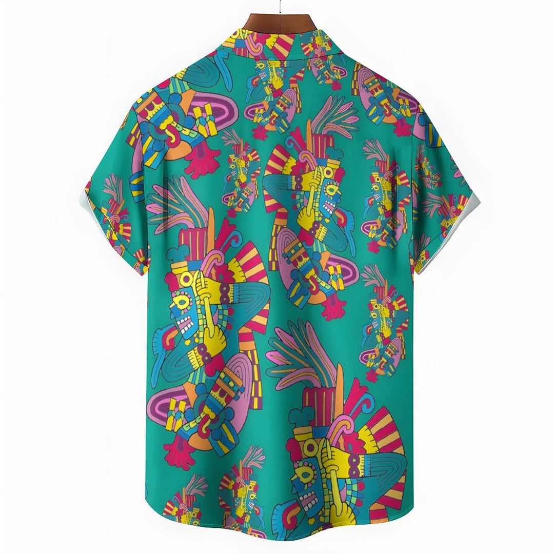 Men's Tribal Art Casual Short Sleeve Shirt 2401000125