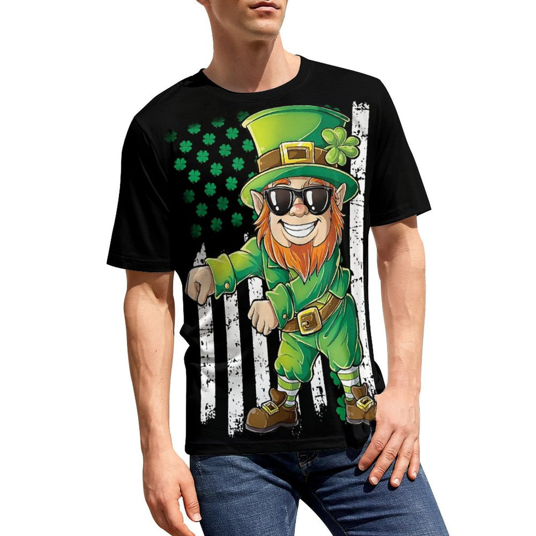 Men'sRound Neck St. Patrick's Day Shamrock Cartoon Casual T-Shirt 2312000406