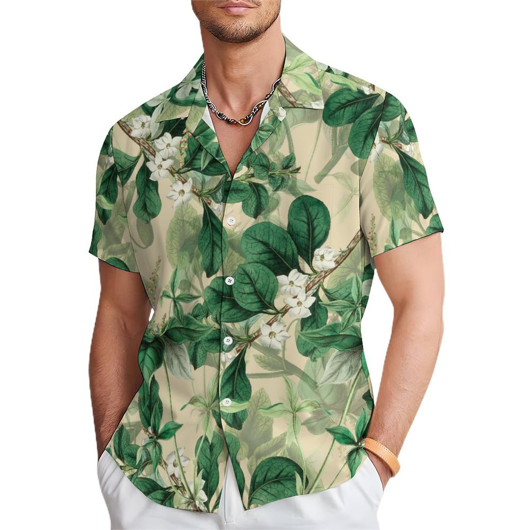 Men's Leaf Casual Short Sleeve Shirt 2401000011