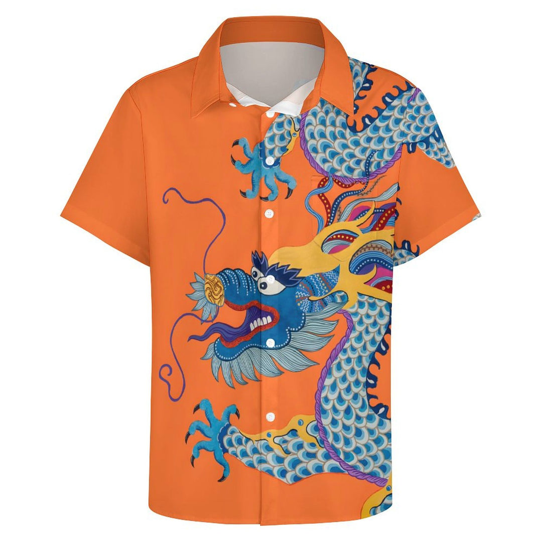 Men's Dragon Art Print Casual Short Sleeve Shirt 2402000176