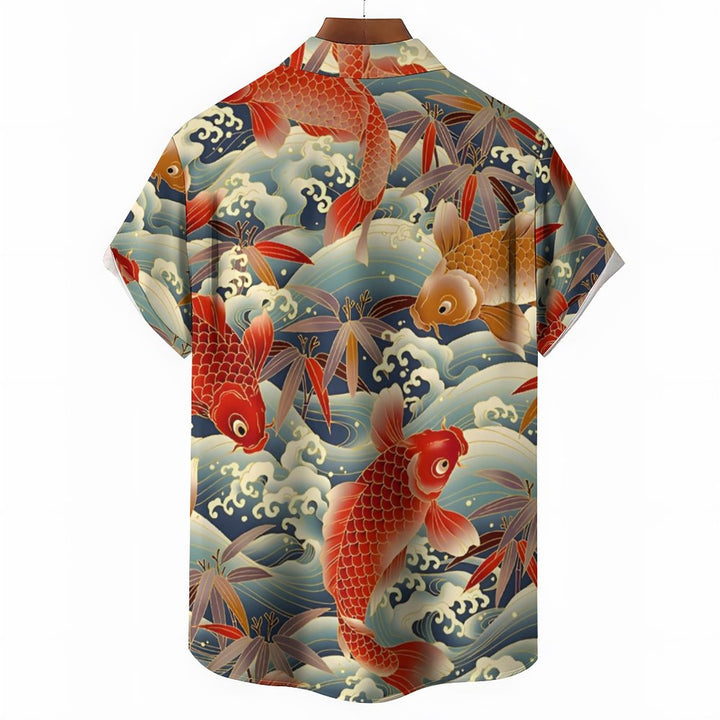 Men's Koi Carp Casual Short Sleeve Shirt 2310000952