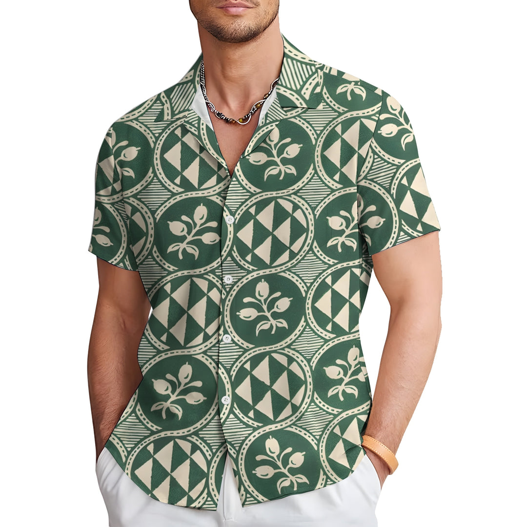 Men's Geometric Circle Casual Short Sleeve Shirt 2403000071