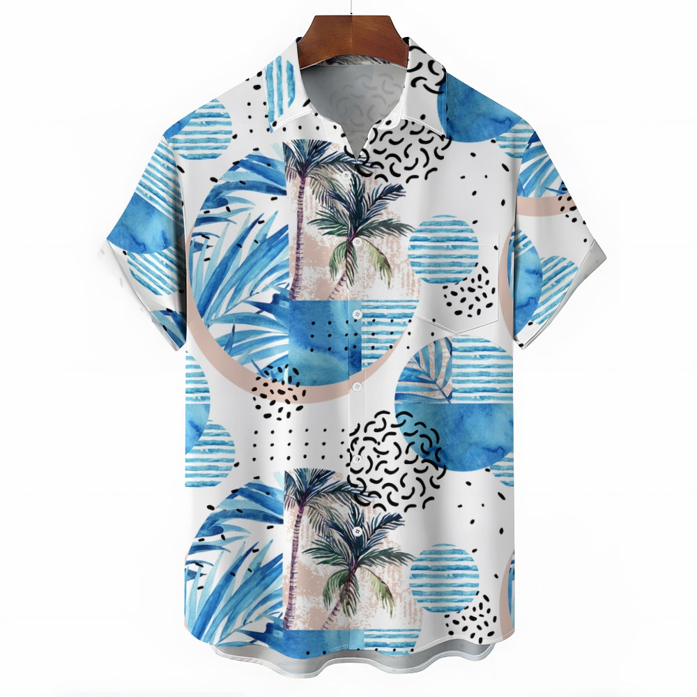 Men's Hawaiian Coconut Palm Casual Short Sleeve Shirt 2403000043