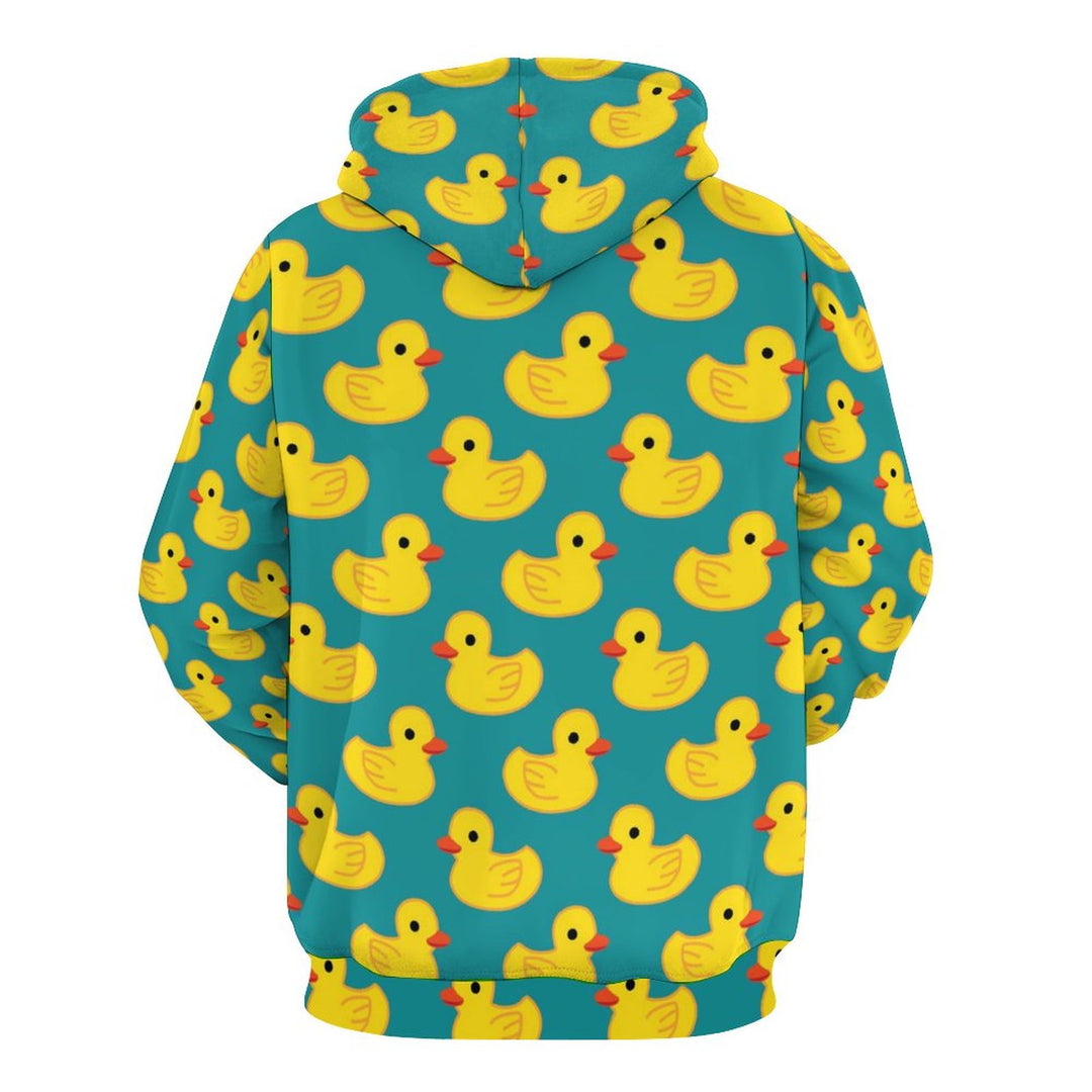 Unisex Casual Duck Print Pocket Hoodie 2307101762