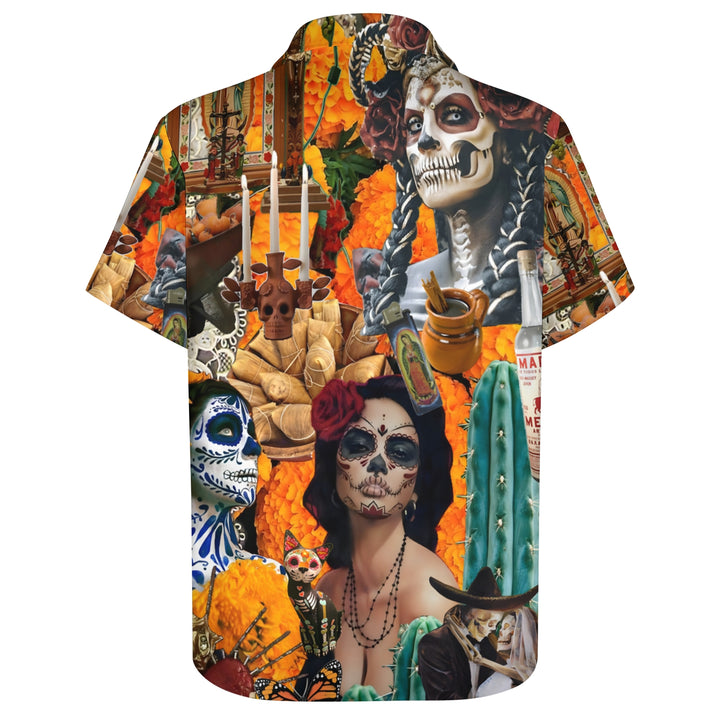 Mexican Style Print Casual Short Sleeve Shirt 2403000101