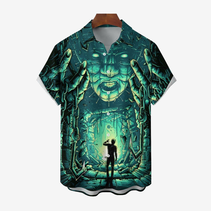 Horror Character Men's Casual Short Sleeve Shirt 2402000192