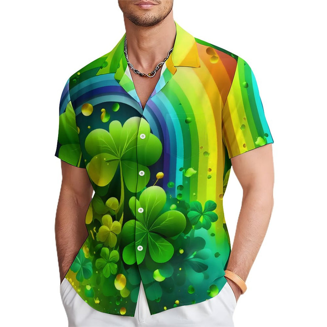 St. Patrick's Day Printed Men's Button-Pocket Shirt 2311000756