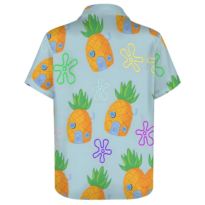 Cartoon Pineapple House Casual Short Sleeve Shirt 2403000365