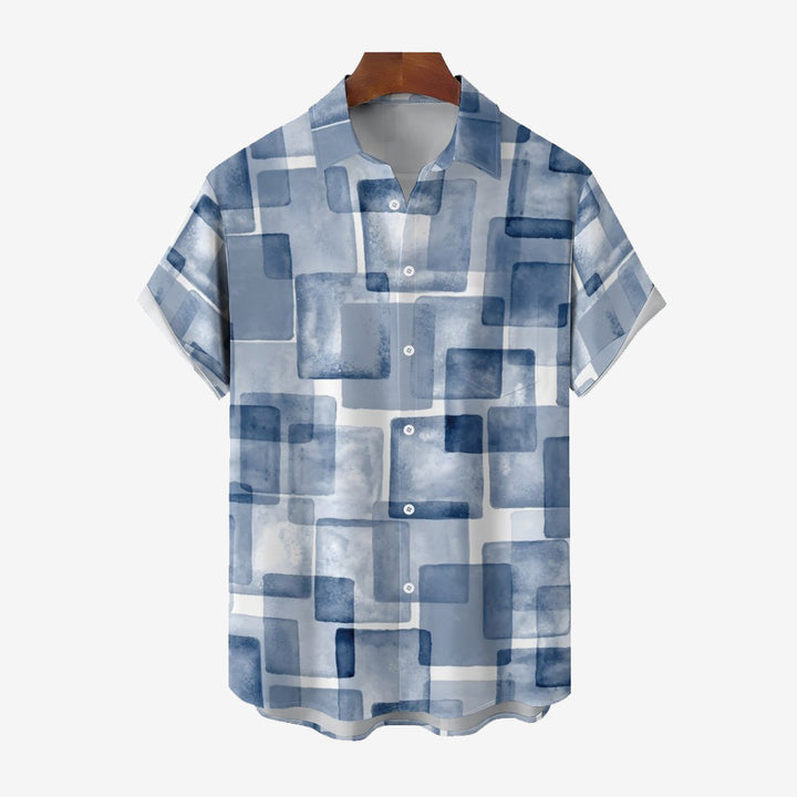 Watercolor Geometric Art Print Short Sleeve Shirt 2402000214