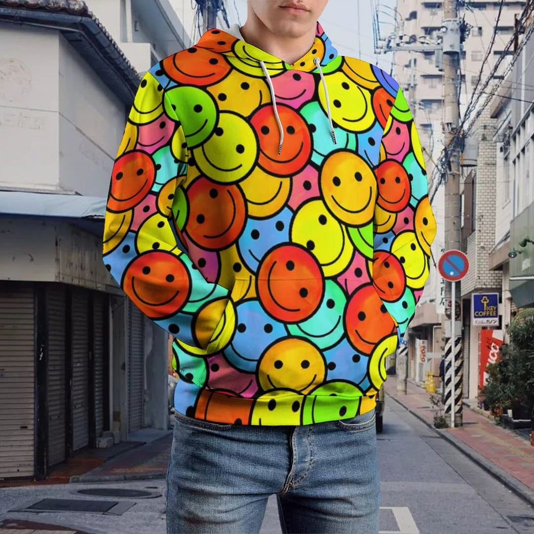 Unisex Hooded Cartoon Smile Print Sweatshirt 2402000180