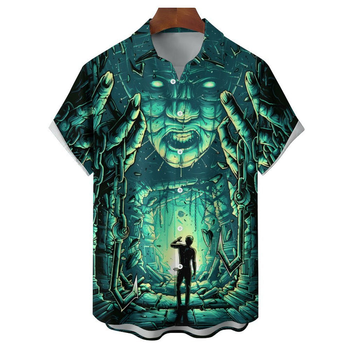 Horror Character Men's Casual Short Sleeve Shirt 2402000192