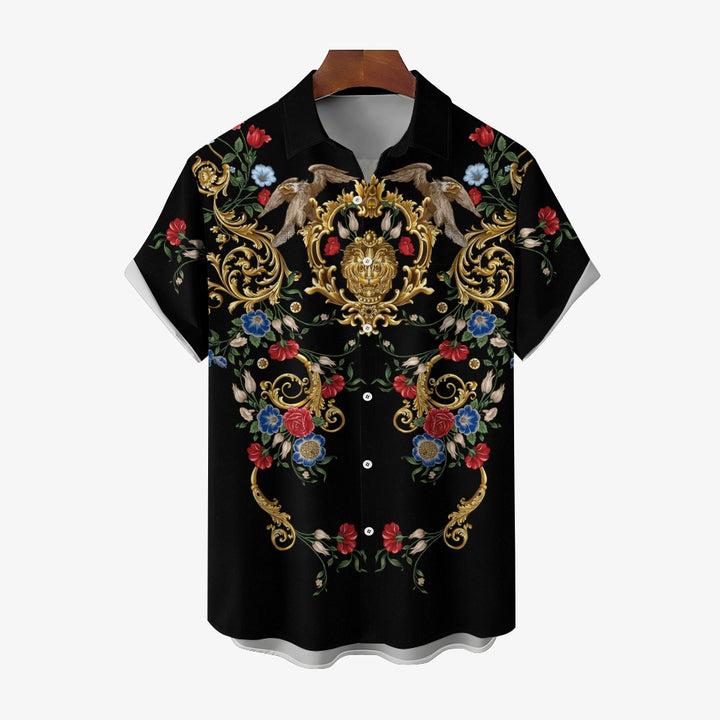 Men's Baroque Lion Casual Short Sleeve Shirt 2403000124