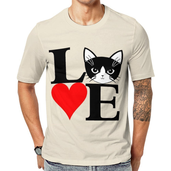 Men's Round Neck Valentine’s Day Cat Love Casual T-Shirt 2312000387