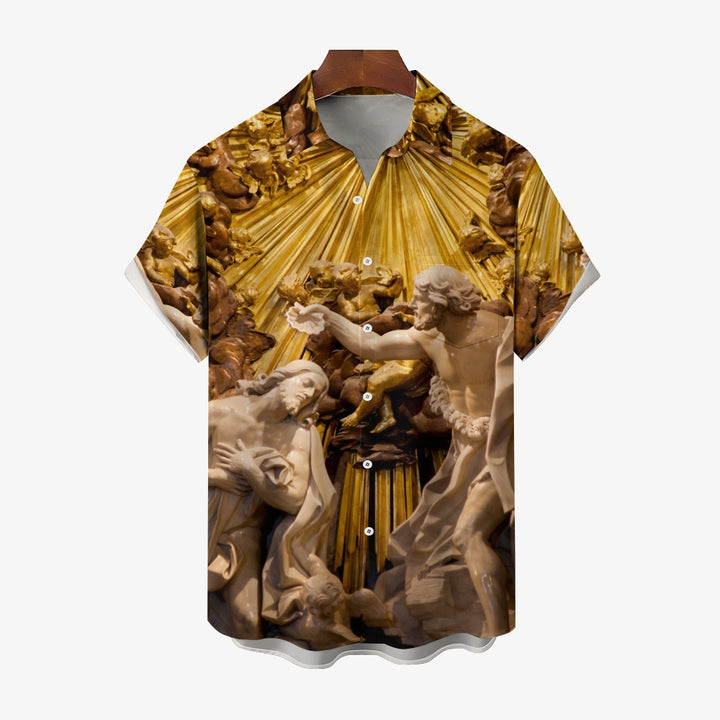 Men's Art Religious Print Short Sleeve Shirt 2403000232