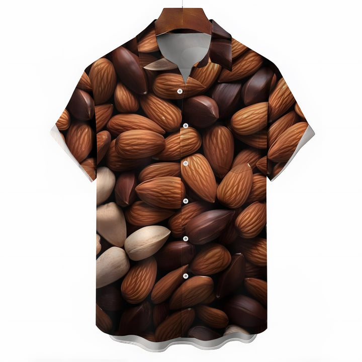 Nut Themed PrintCasual Short Sleeve Shirt 2403000216