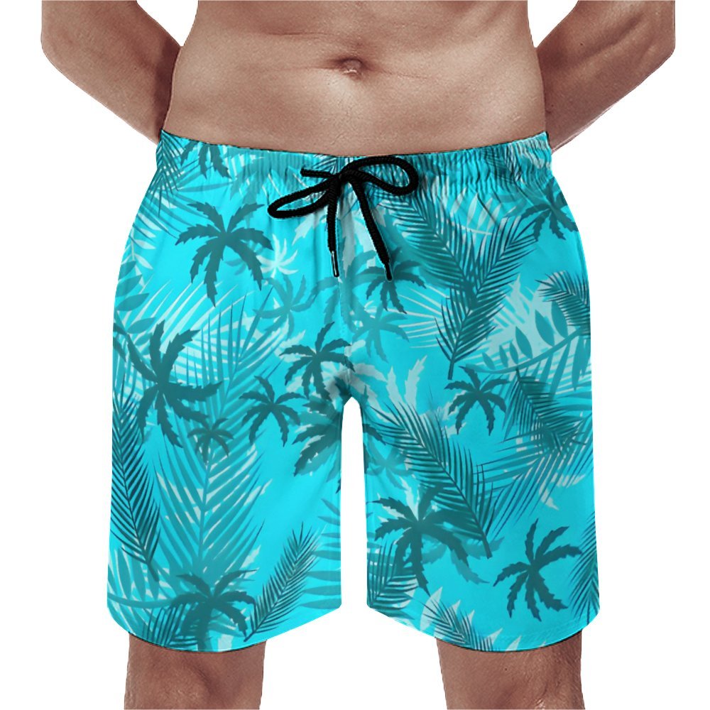 Men's Hawaiian Coconut Print Beach Shorts 2402000306